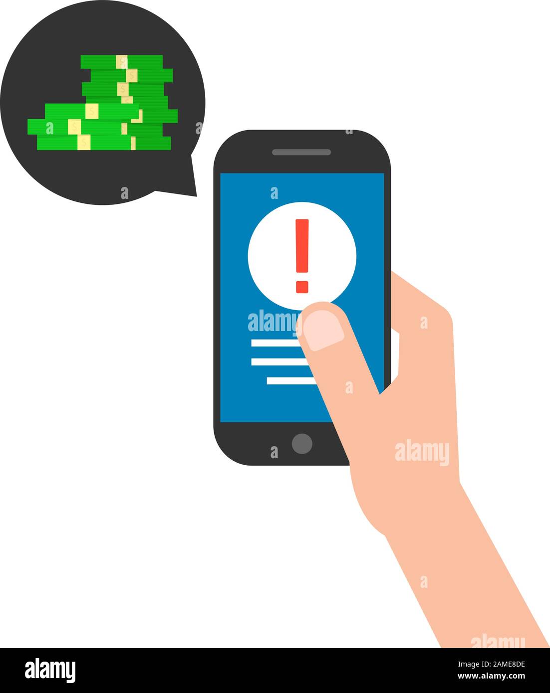 blackmail by yber attack to locked phone Stock Vector