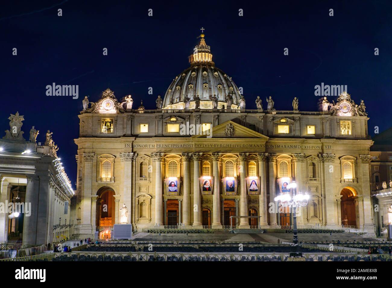 Night View Of St Peter s Basilica In Vatican City The Largest Church Night view of st peter s basilica in vatican city the largest church