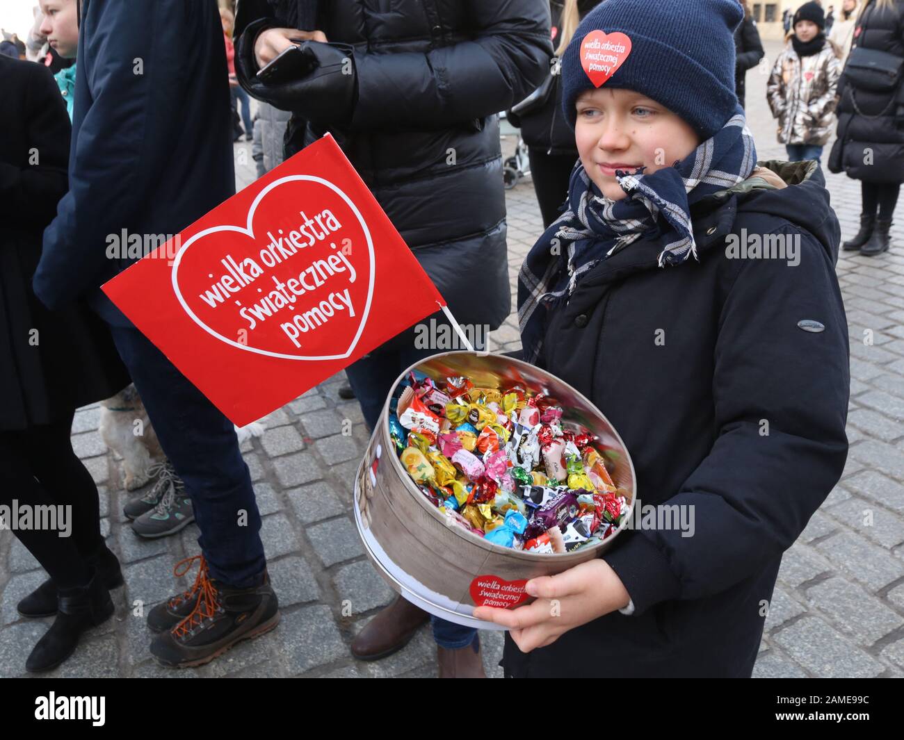 Cracow. Krakow. Poland. 28th Grand Finale of the Great Orchestra of Christmas Charity (GOCC) public fundrising. Stock Photo