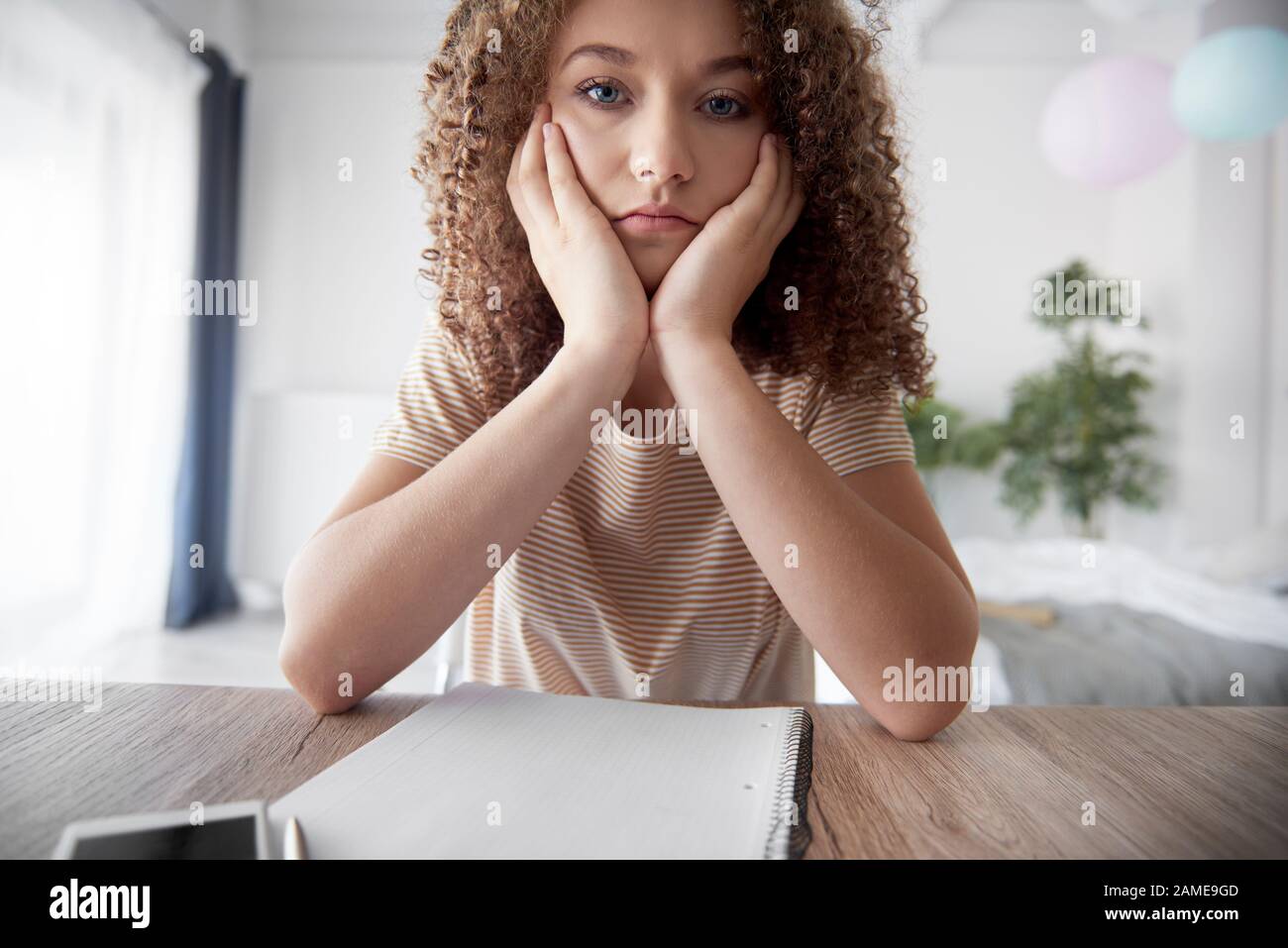Portrait of depressed teenage girl Stock Photo