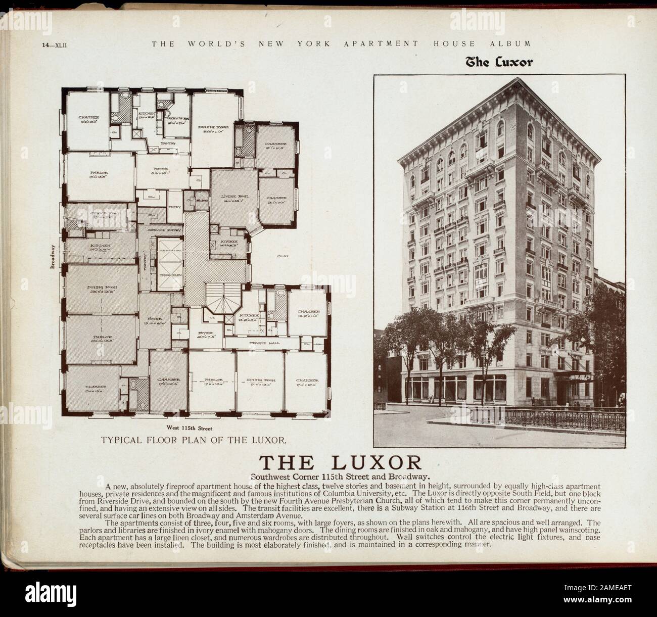 The Luxor Southwest Corner 115th Street and Broadway  The Luxor. Southwest Corner 115th Street and Broadway.; The Luxor. Southwest Corner 115th Street and Broadway. Stock Photo