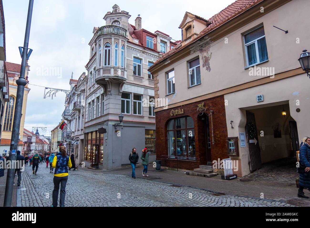 Vilnius, Lithuania - December 15, 2019: Street view in Old Town of Vilnius Stock Photo