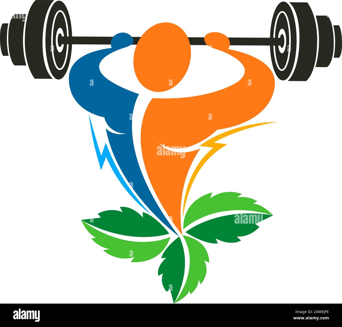 gym herbal health food logo Stock Photo