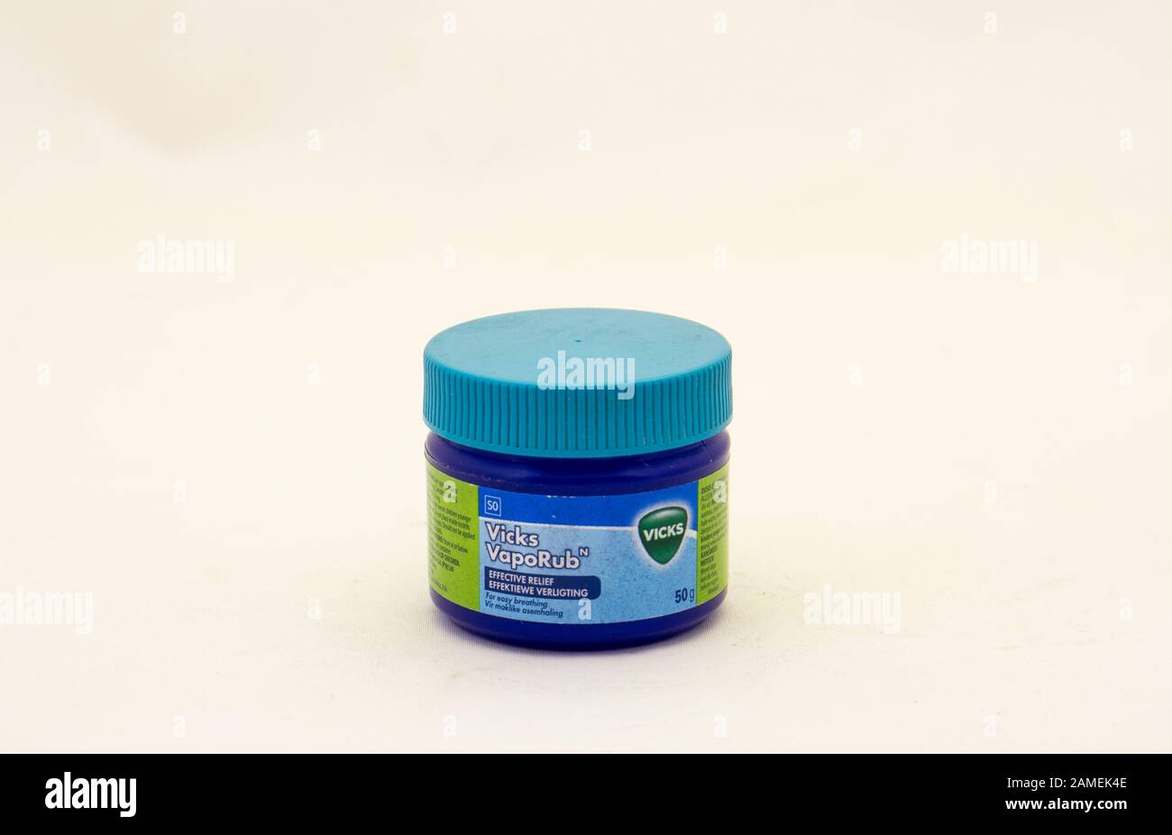 Alberton, South Africa - a tub of Vicks Vaporub ointment isolated on a clear background image in horizontal format with copy space Stock Photo