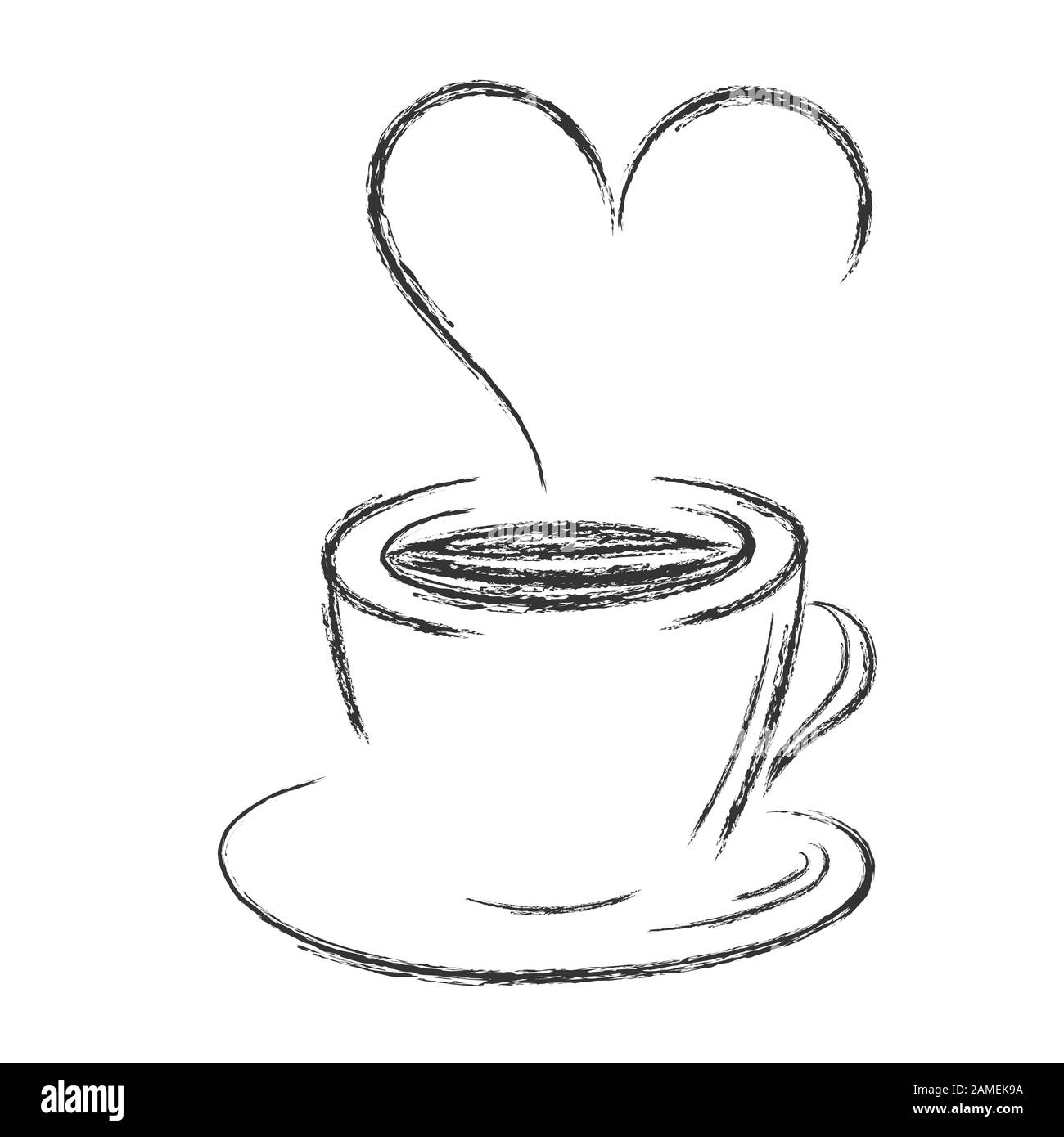 Vector Pencil Drawing Of A Cup Of Coffee Or Tea With Steam In The Form Of A Heart Isolated On White Background For Cafe Theme Design Menu Stock Vector Image Art