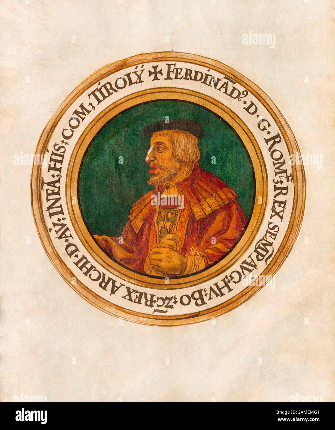 Ferdinand I (Fernando I) (1503 – 1564) was Holy Roman Emperor from 1556, king of Bohemia and Royal Hungary from 1526, and king of Croatia from 1527 un Stock Photo