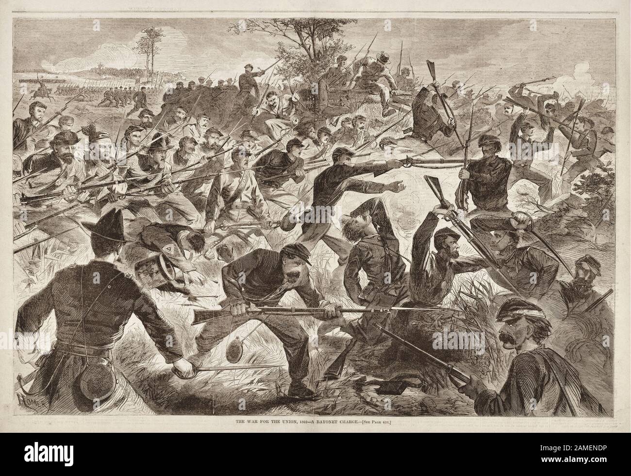 The War for the Union, 1862 – A Bayonet Charge. July 1862 In the summer of 1862 the Army of the Potomac mounted an assault on Richmond, Virginia, but Stock Photo