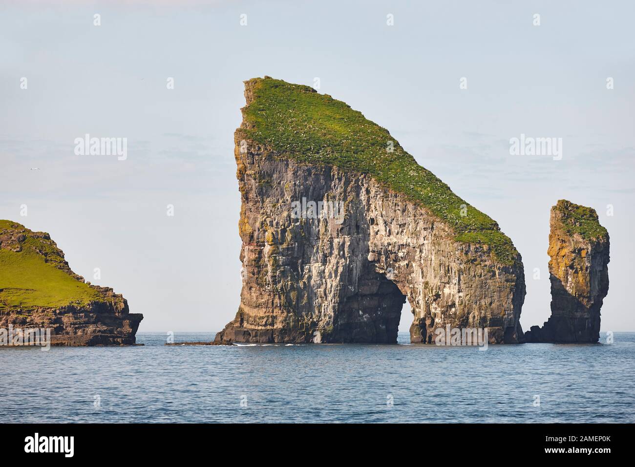 Faroe islands coastline landscape in Vagar island on sunny day Stock ...
