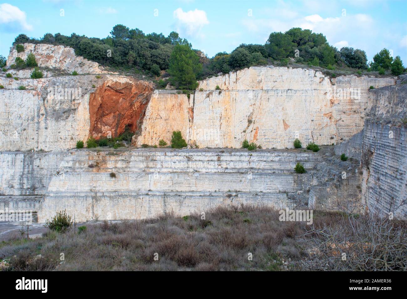 Ancient unused abandoned stone quarry Stock Photo