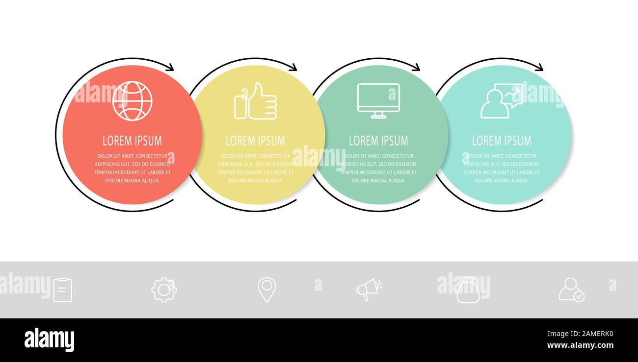 Vector flat template circle infographics. Business concept with 4 ...