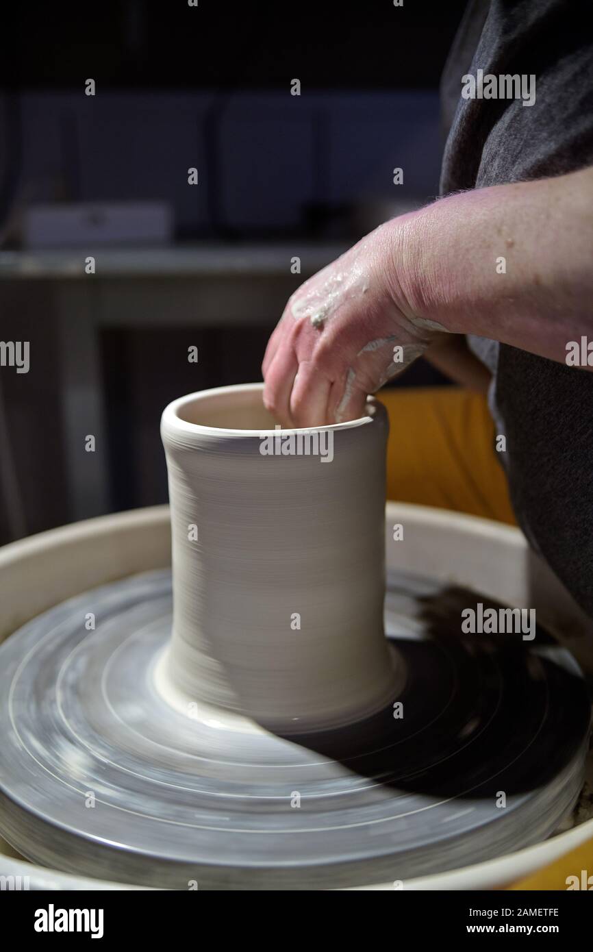 Working with pottery Stock Photo