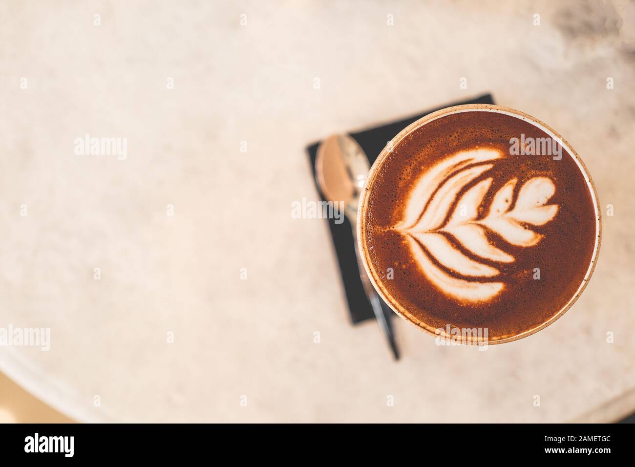 cup of coffee and coffee beans coffee cups in a cafe Stock Photo