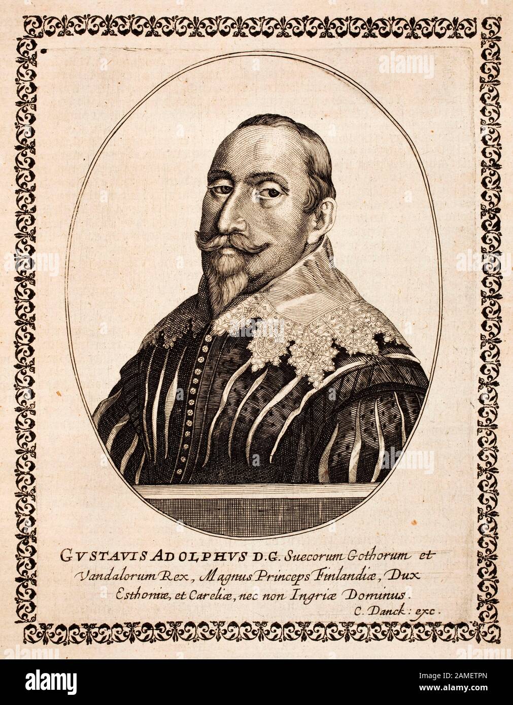 European rulers of 16-17th centuries. Portrait of Gustavus Adolphus of Sweden (1594-1632) Stock Photo