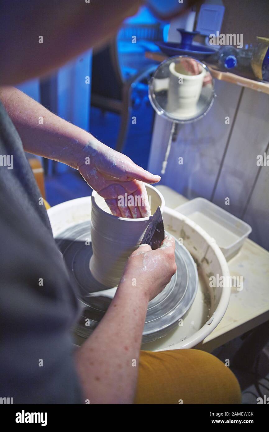 Working with pottery Stock Photo