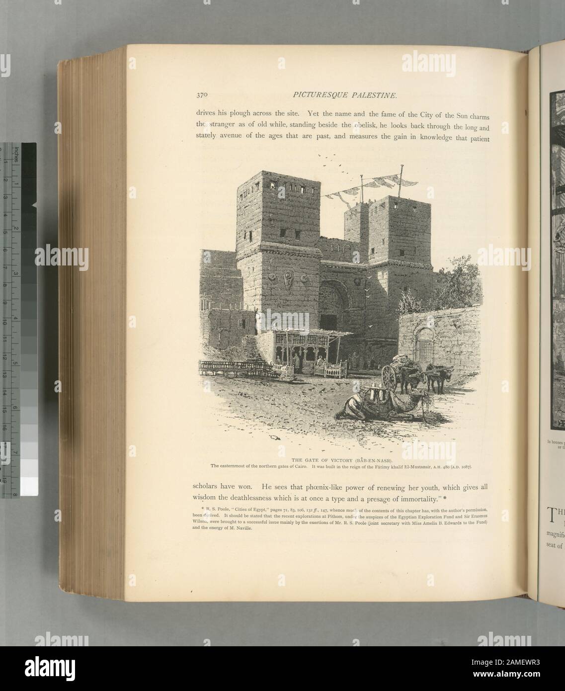 The gate of victory (Bâb-en-Nasr) The easternmost of the northern gates of Cairo It was built in the reign of the Fâtimy khalif El-Mustansir, AH 480 (AD 1087)  Colonel Wilson, ed.; The gate of victory. (Bâb-en-Nasr).  The easternmost of the northern gates of Cairo. It was built in the reign of the Fâtimy khalif El-Mustansir, A.H. 480 (A.D. 1087). Stock Photo