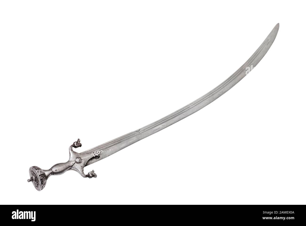 Afghan saber (sabre) Talwar type. The 18-19th centuries. Path on white background. Stock Photo