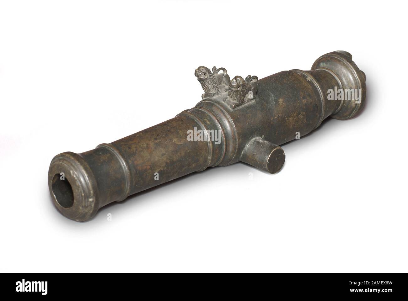 Signal artillery mortar. Russia. 18th century. Path on white background Stock Photo