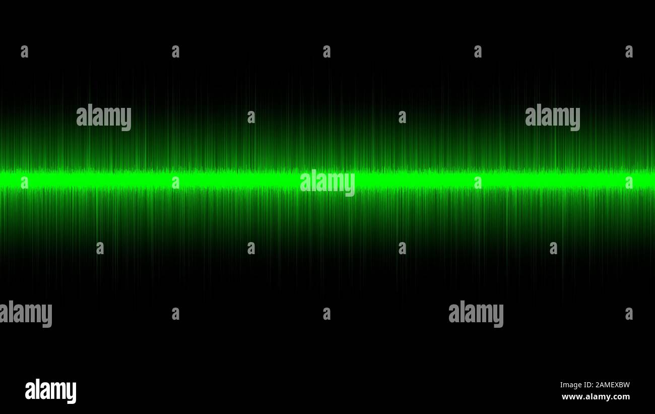 Beautiful green sound wave isolated on black background. Energy line