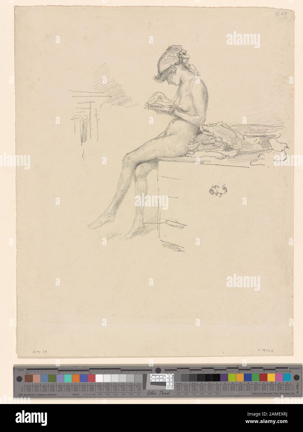 The little nude model resting  Citation/Reference: Spink : 33 Citation/Reference: Way : 29 (1890); The little nude model resting. Stock Photo