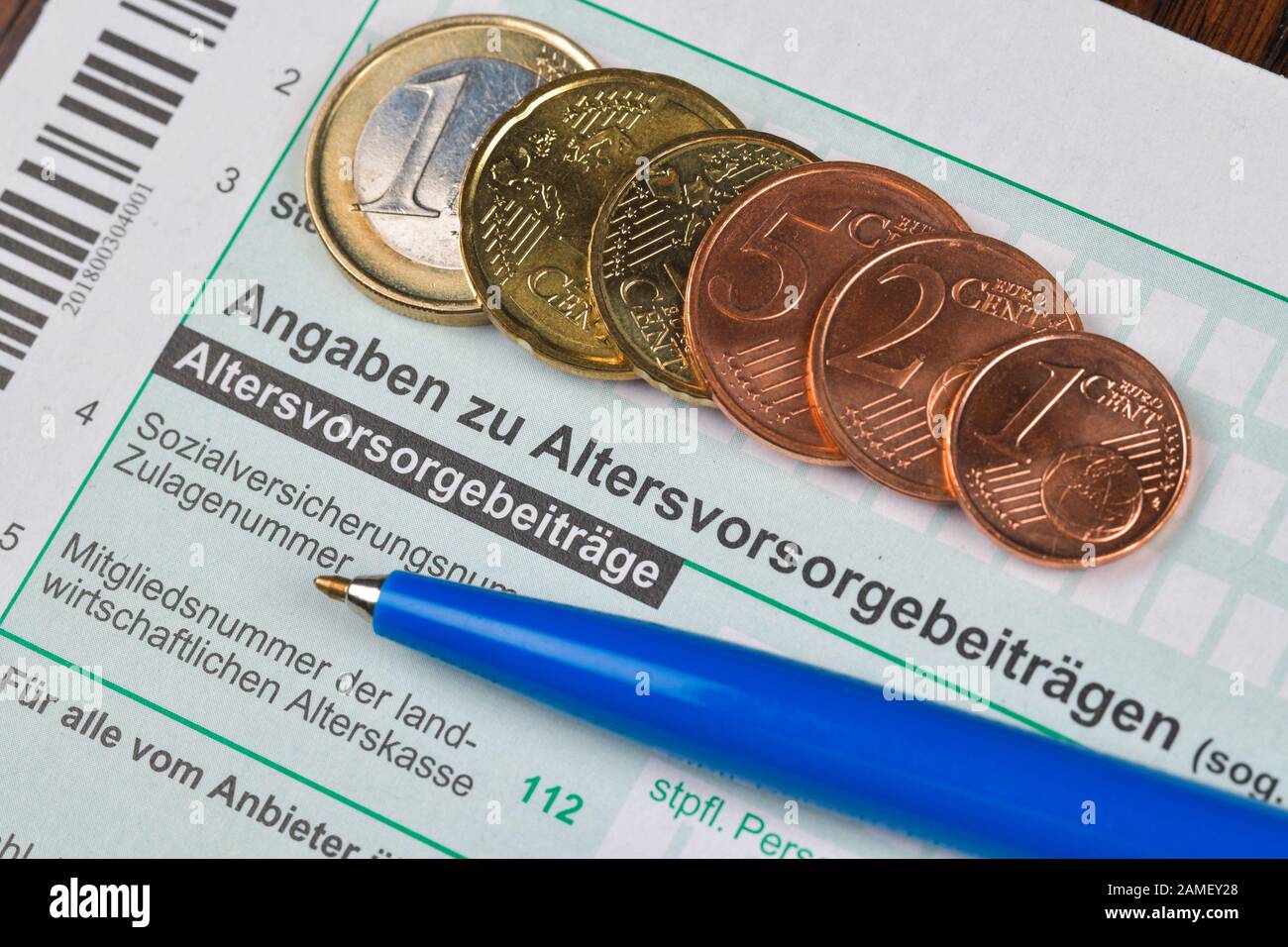 Anlage AV, Altersvorsorgebeiträge, Formular, Steuererklärung Stock Photo