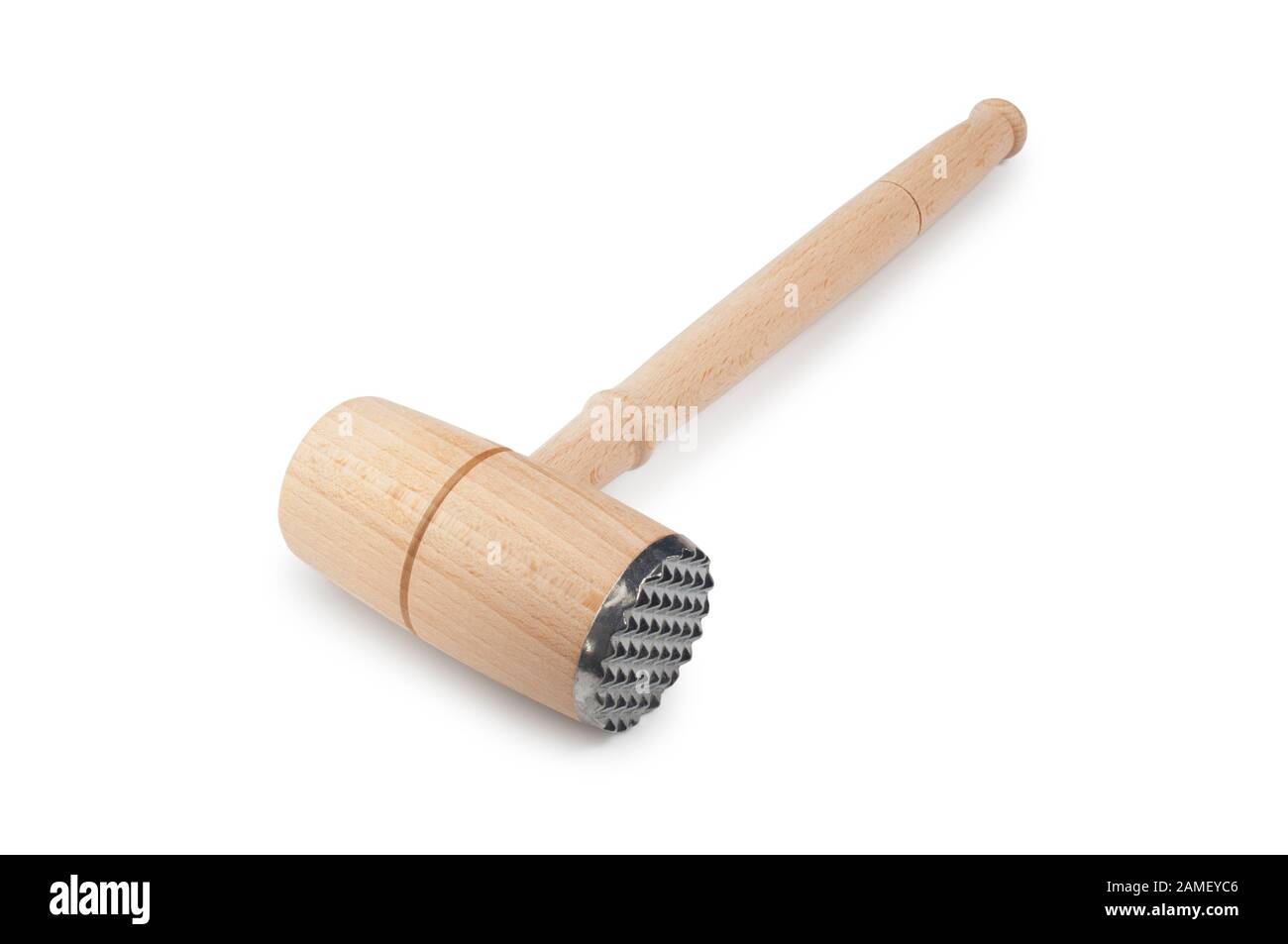Studio shot of a kitchen meat tenderiser cut out against a white background - John Gollop Stock Photo
