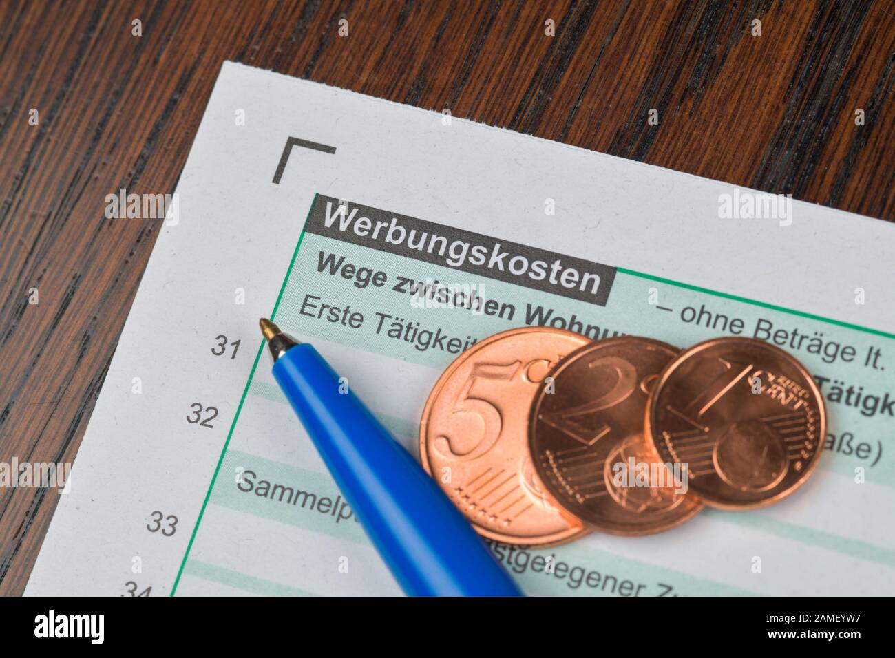 Werbungskosten, Formular, Steuererklärung Stock Photo