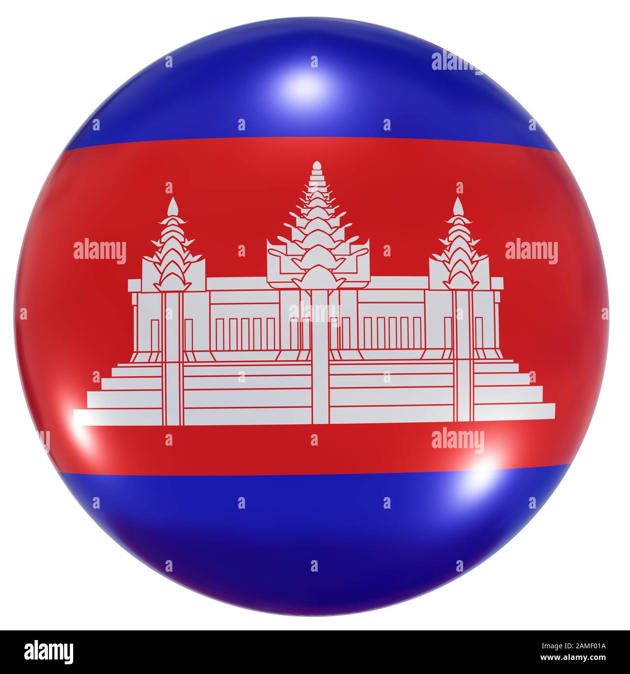 3d rendering of a Cambodia national flag on a circle icon isolated on ...