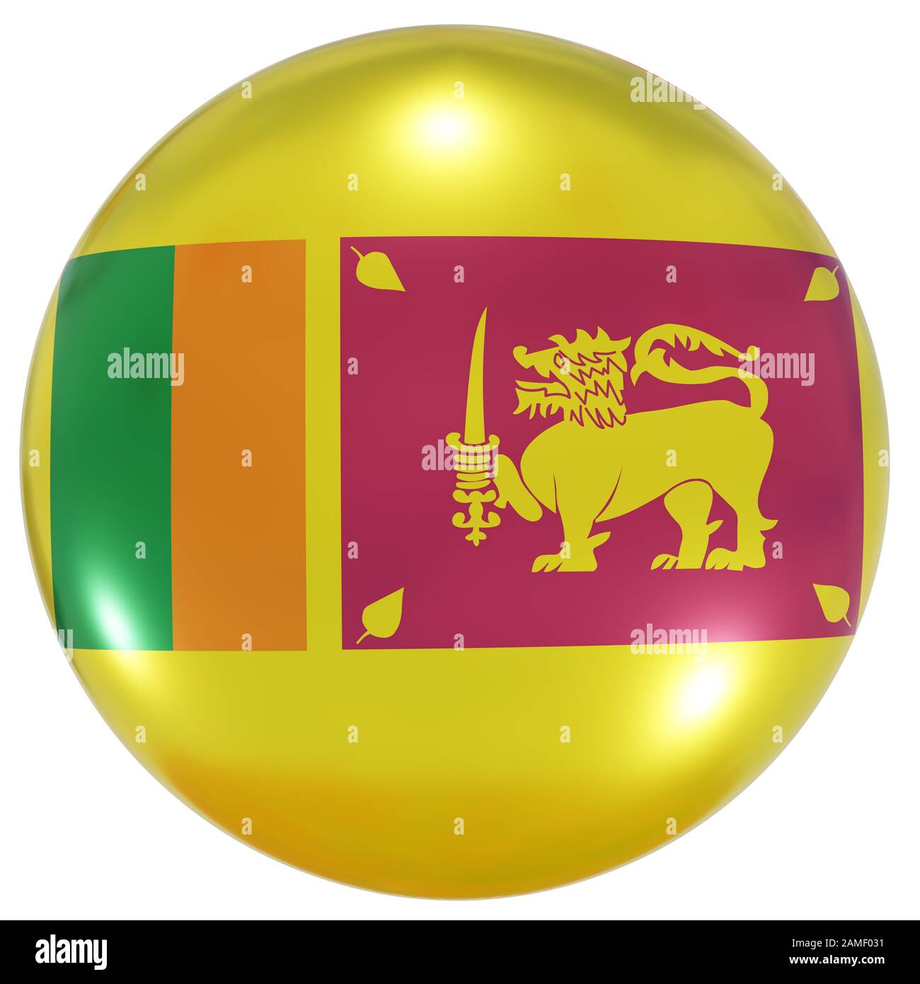 3d rendering of a Sri Lanka national flag on a circle icon isolated on white background Stock Photo