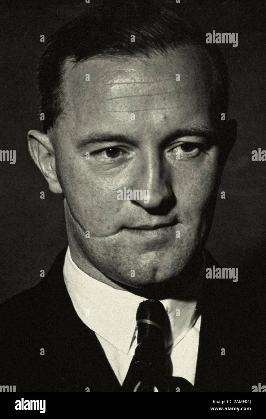 William Joyce, the leading commentator for Nazi propaganda in English, who was nicknamed “Lord Haw-Haw” in Britain. William Joyce is an Irishman by bi Stock Photo
