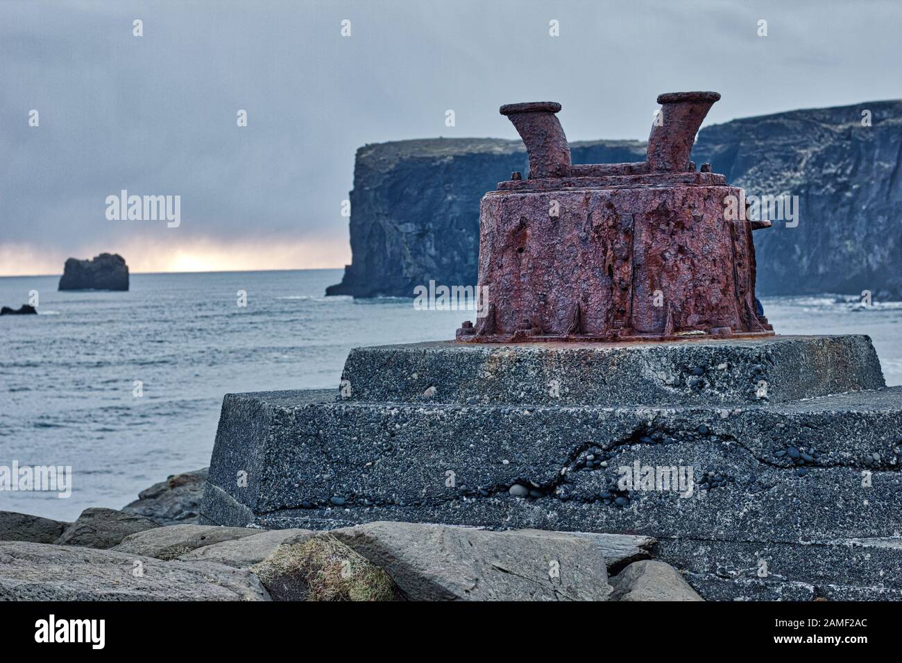 mooring abandoned by the coast in Iceland Stock Photo