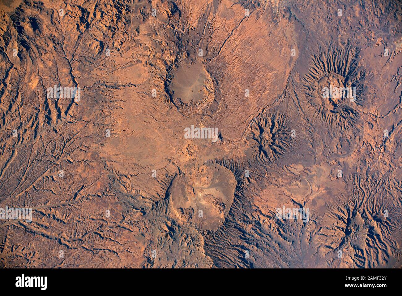 CHAD - 20 Dec 2019 - The Tibesti Mountains in the African nation of Chad are pictured as the International Space Station orbited 259 miles above the c Stock Photo