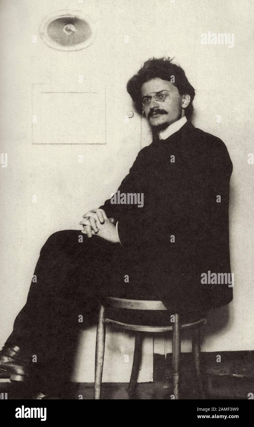 Leon Trotsky[a] (Lev Davidovich Bronstein; 1879 – 1940) was a Soviet revolutionary, Marxist theorist, and politician whose particular strain of Marxis Stock Photo