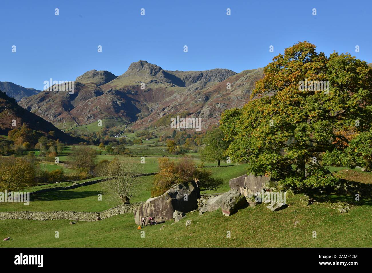The Langdale Pikes and the Langdale Boulders, In the United Kingdom Stock Photo