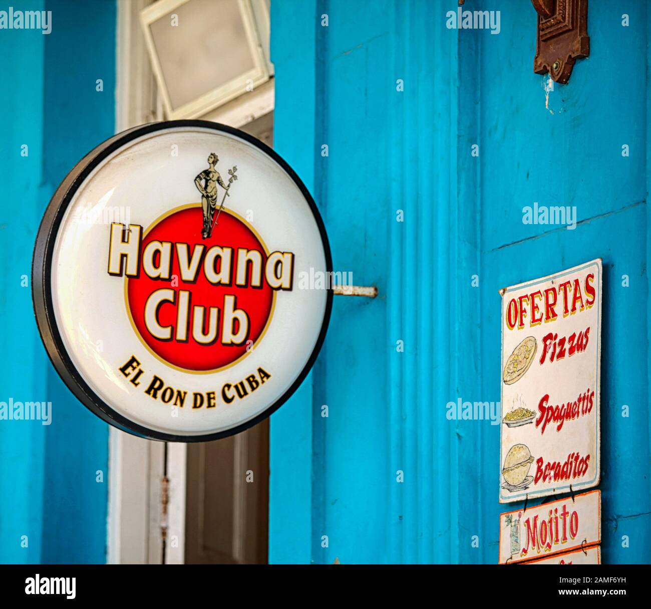 Sign for Havana Club rum , Vinales, Pinar del Rio Province, Cuba, Stock Photo