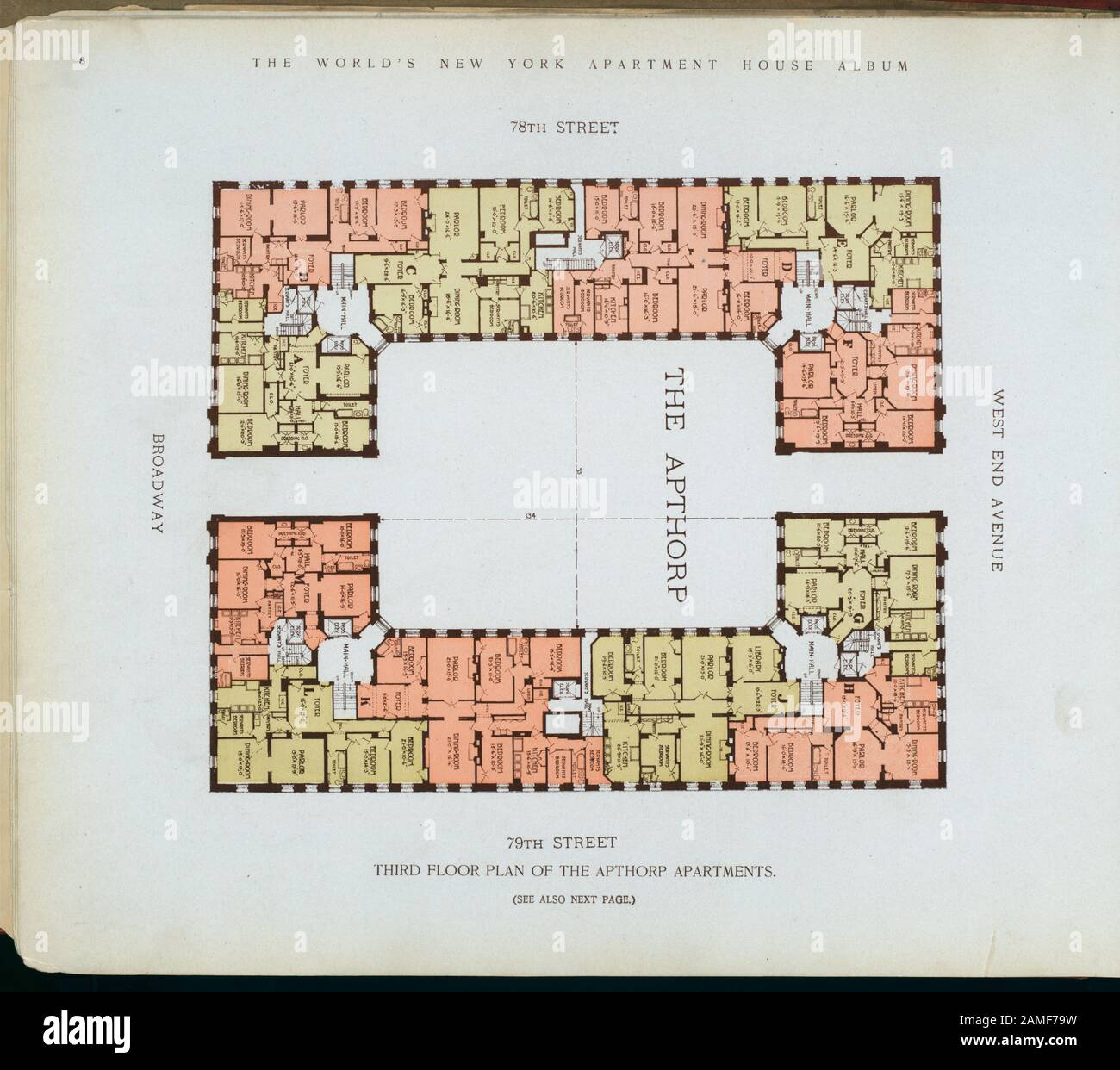 Third floor plan of the Apthorp Apartments Third floor plan of the Apthorp Apartments.; Third floor plan of the Apthorp Apartments. Stock Photo