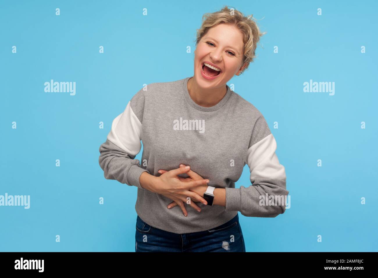 Happiness And Laughter Extremely Excited Woman With Short Hair In