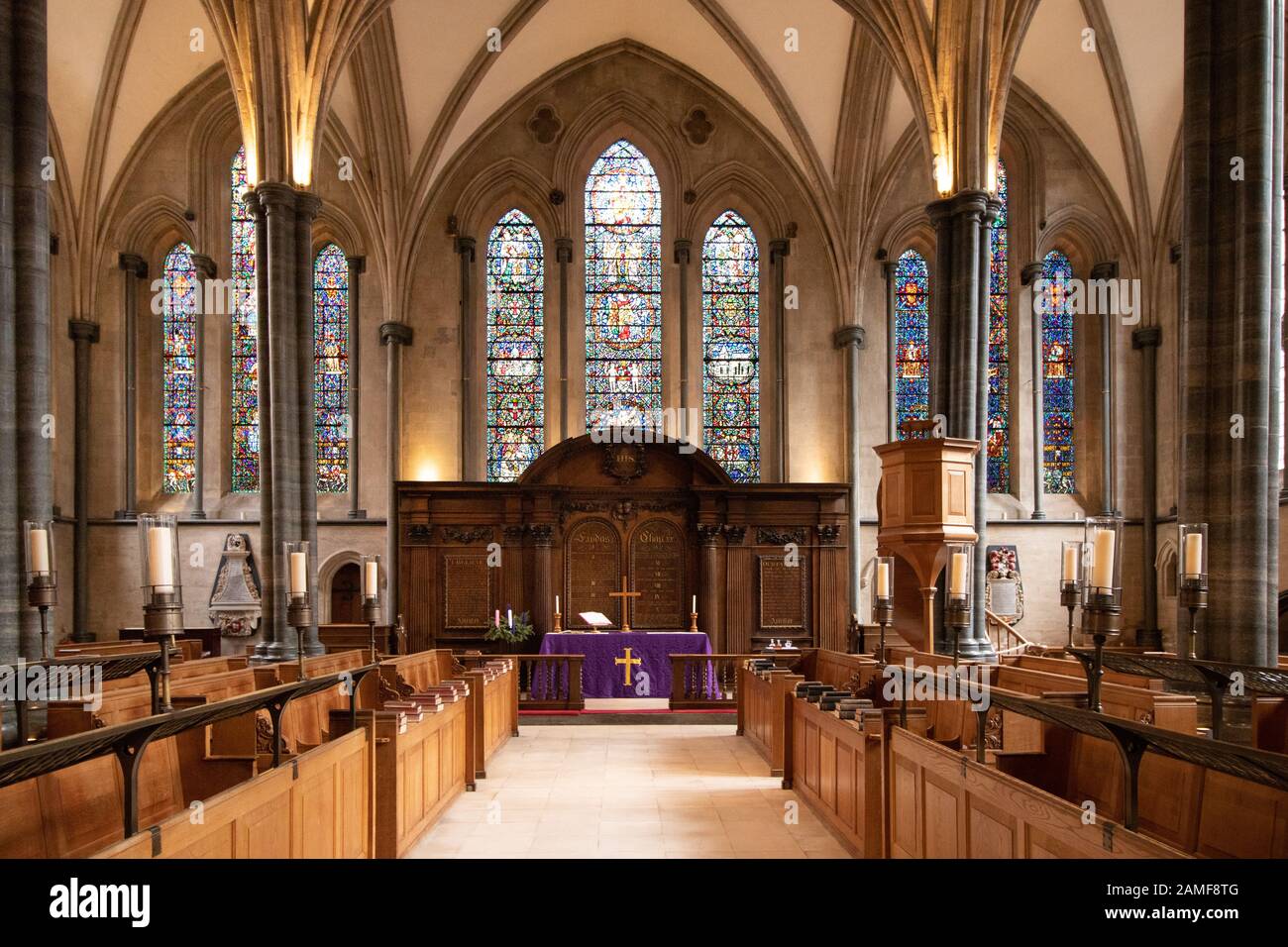 The Temple Church, Temple, Central London, Mother Church of the Common Law. Known for it's links with the Templars and Magna Carta. Stock Photo
