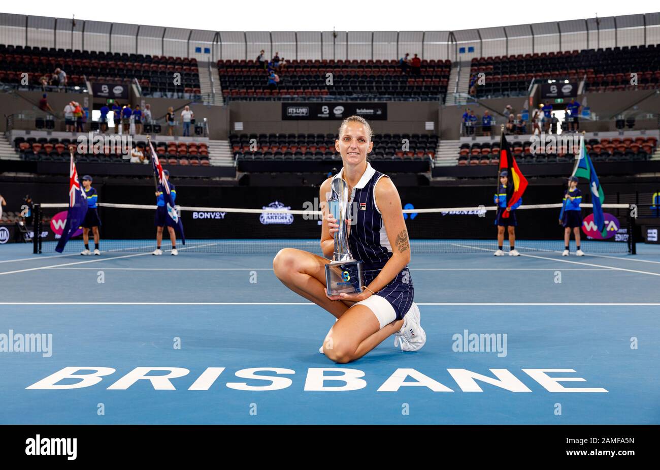 Karolina Pliskova (CZE) wins the 2020 Brisbane International WTA tournament defeating Madison Keys (USA) 4-6, 6-4, 5-7 Stock Photo