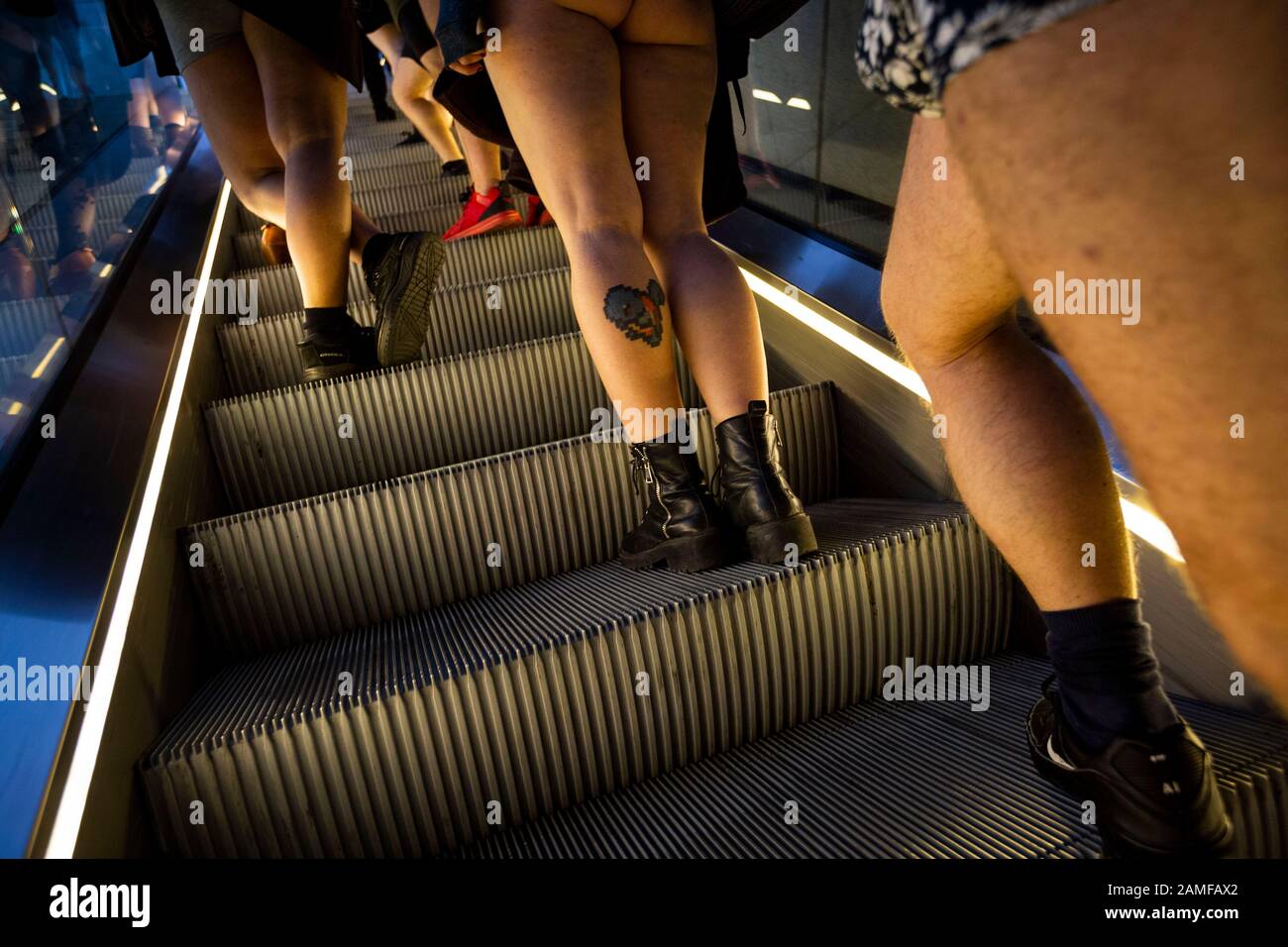 People with no pants in the subway.The annual No Pants Subway Ride took