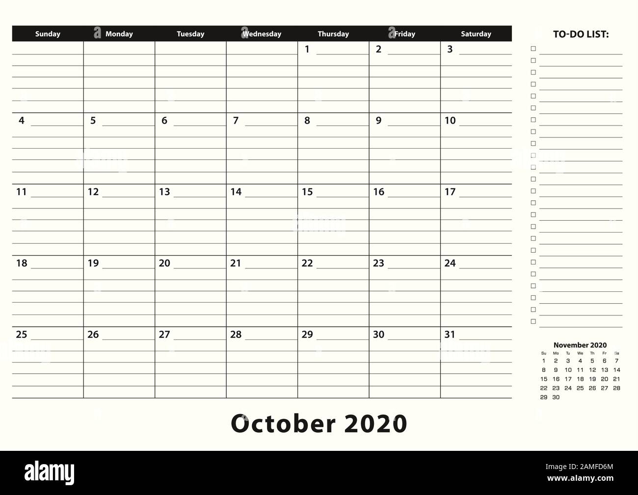 Printable calendar 2024 october 2020