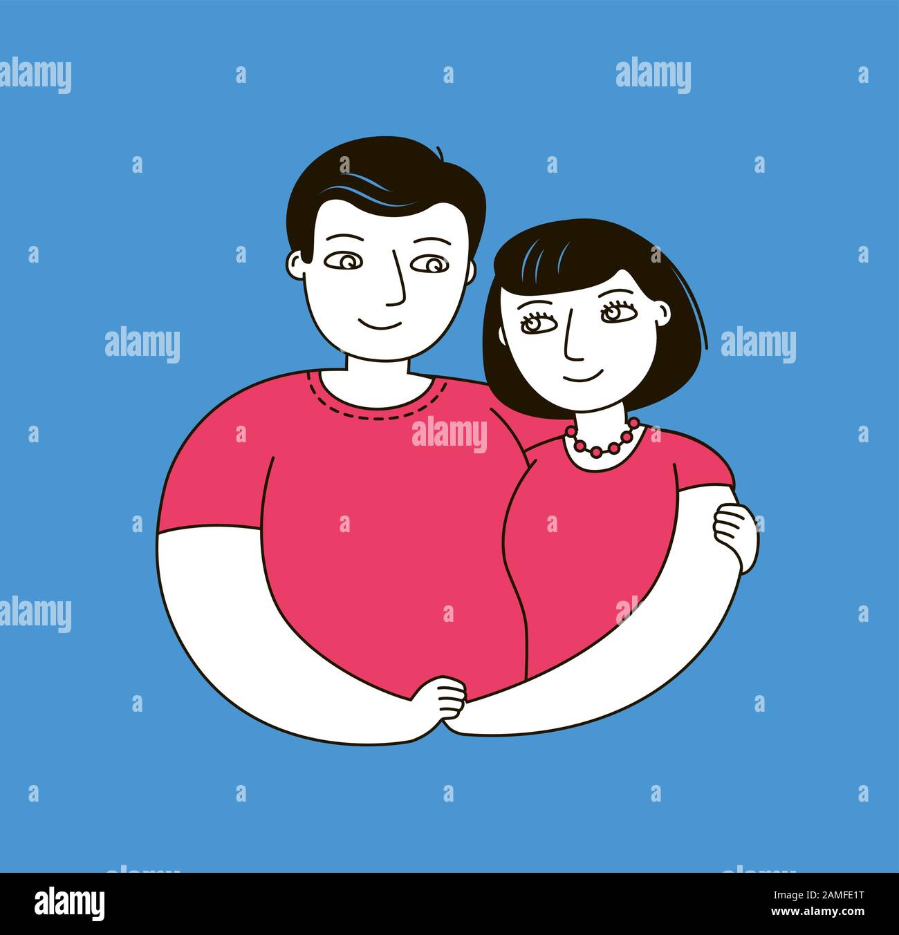 Happy couple in love. Family vector illustration Stock Vector