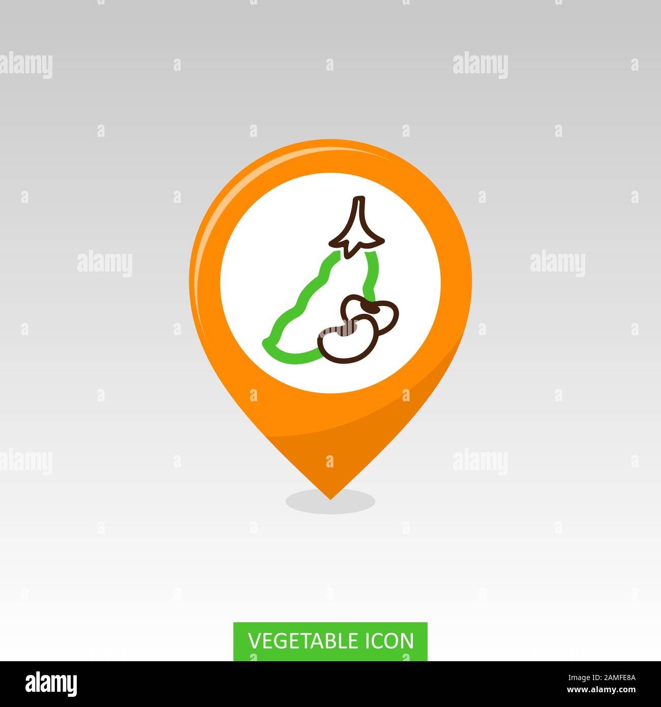 Beans flat vector pin map icon. Map pointer. Map markers. Vegetable ...