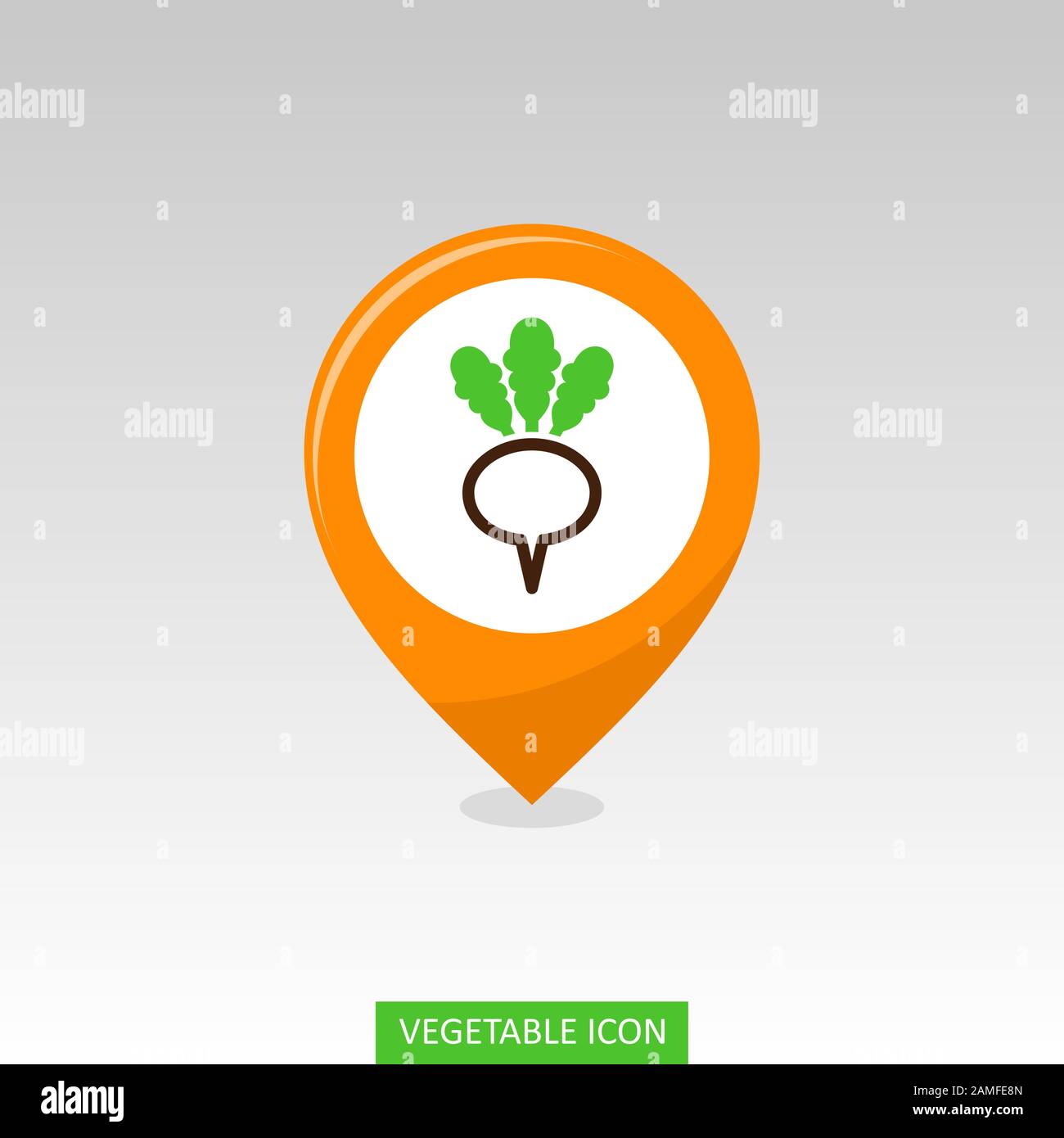 Turnip flat vector pin map icon. Map pointer. Map markers. Vegetable ...