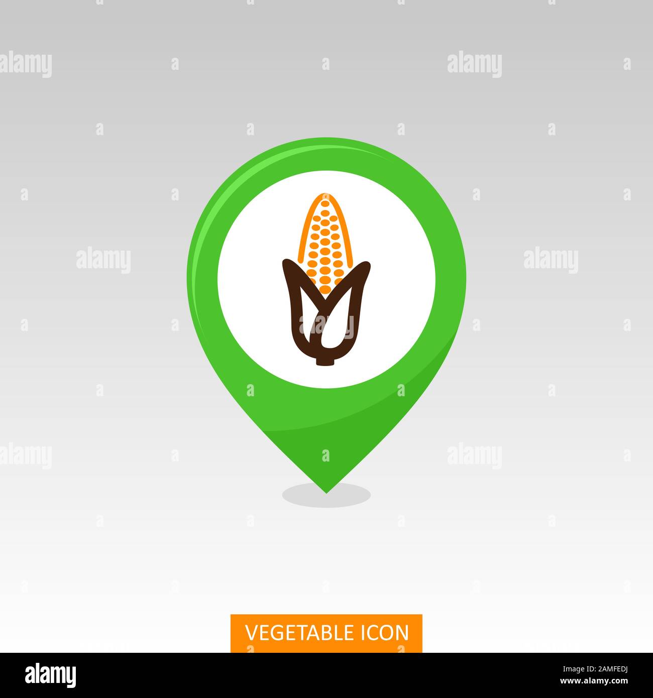 Corn flat vector pin map icon. Map pointer. Map markers. Vegetable ...