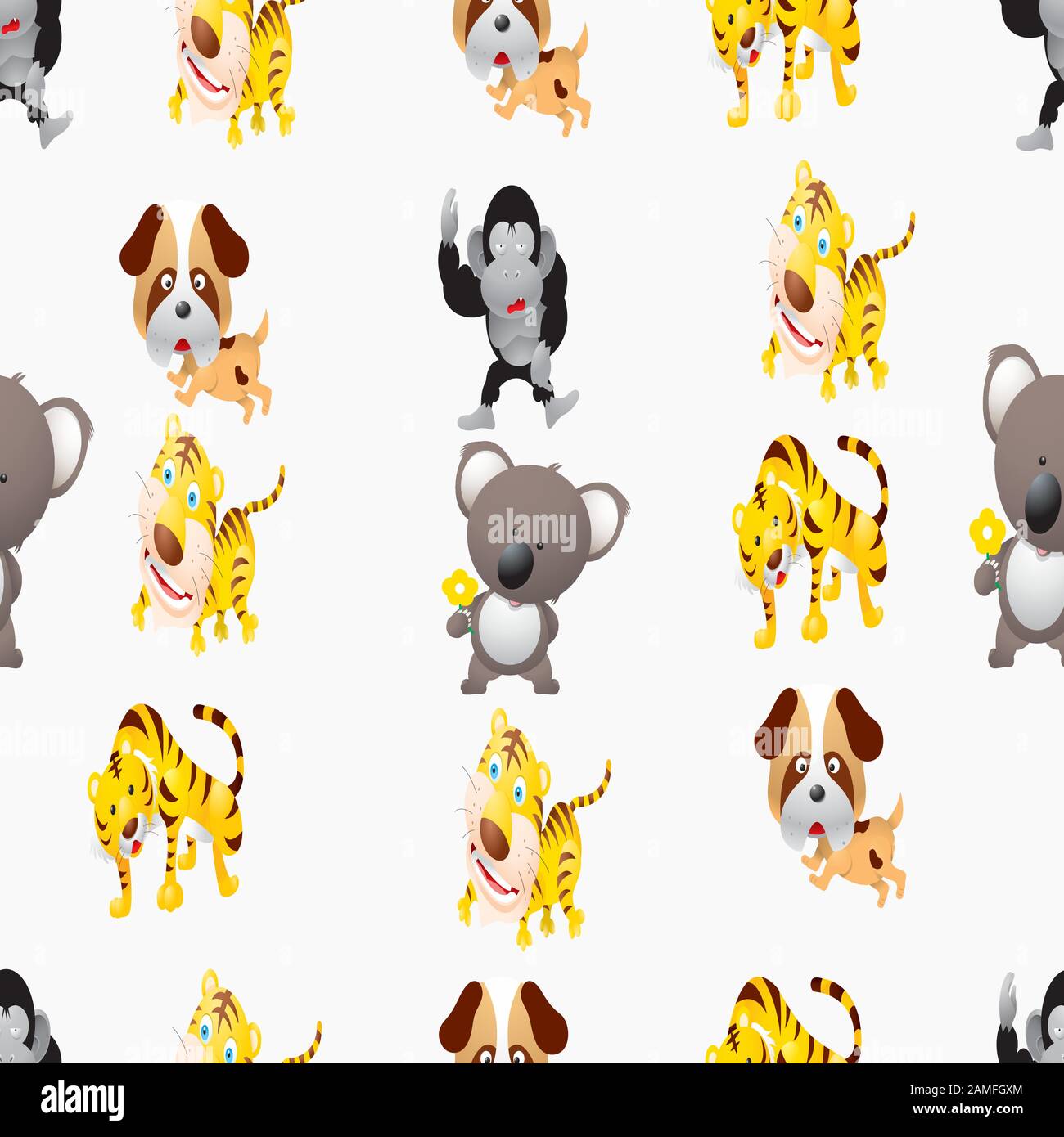 Animal cute design vector art seamless pattern Stock Vector Image & Art ...