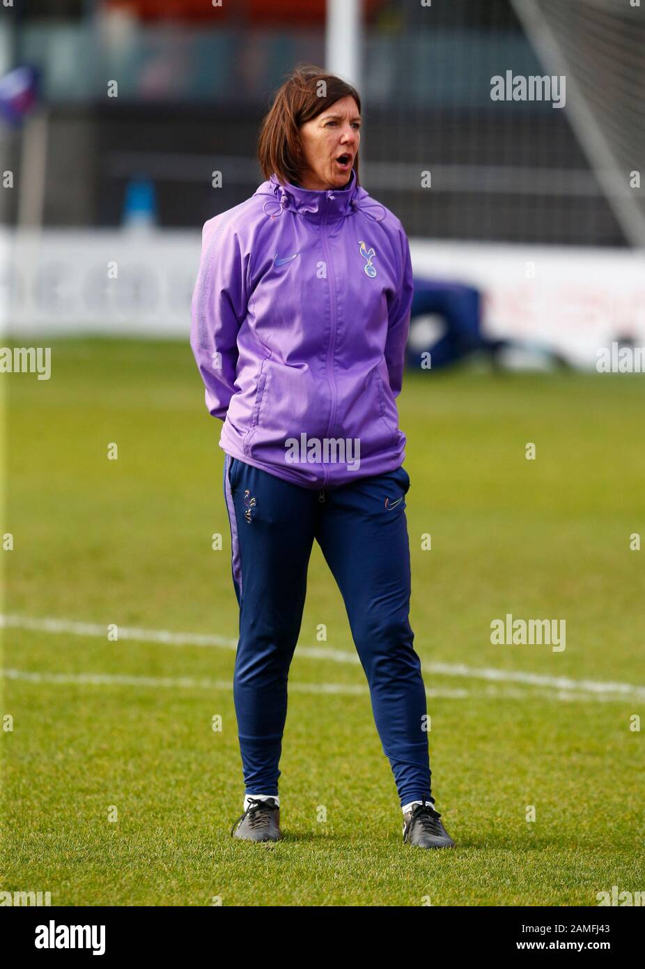 LONDON, ENGLAND - January 12: manager Karen Hills of Tottenham Hotspur LFC during Barclays FA Women's Super League between Tottenham Hotspur and West Stock Photo