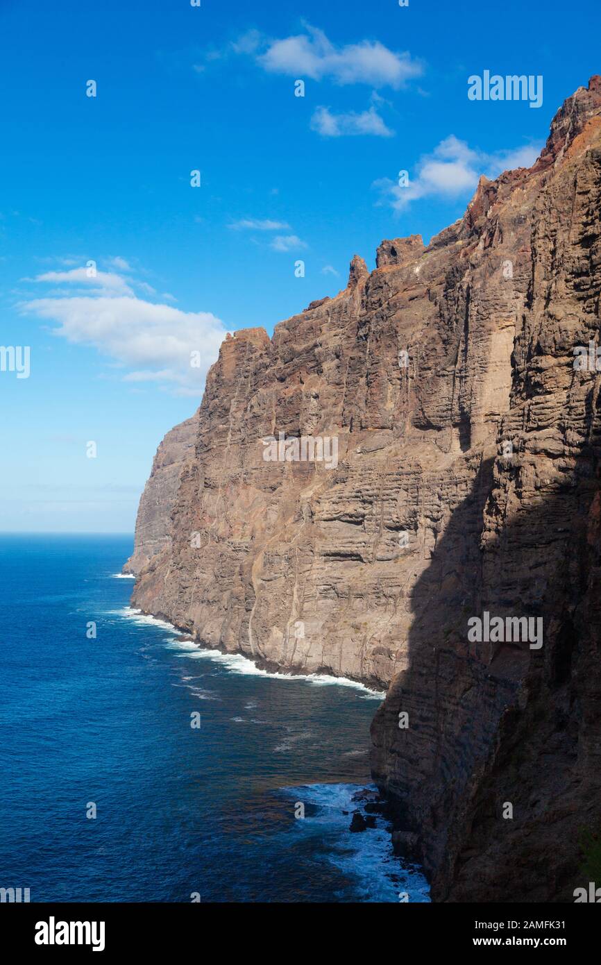 Walking along the cliff path in Los Gigantes, Los Gigantes Cliff, Tenerife, Canary Islands, Spain Stock Photo