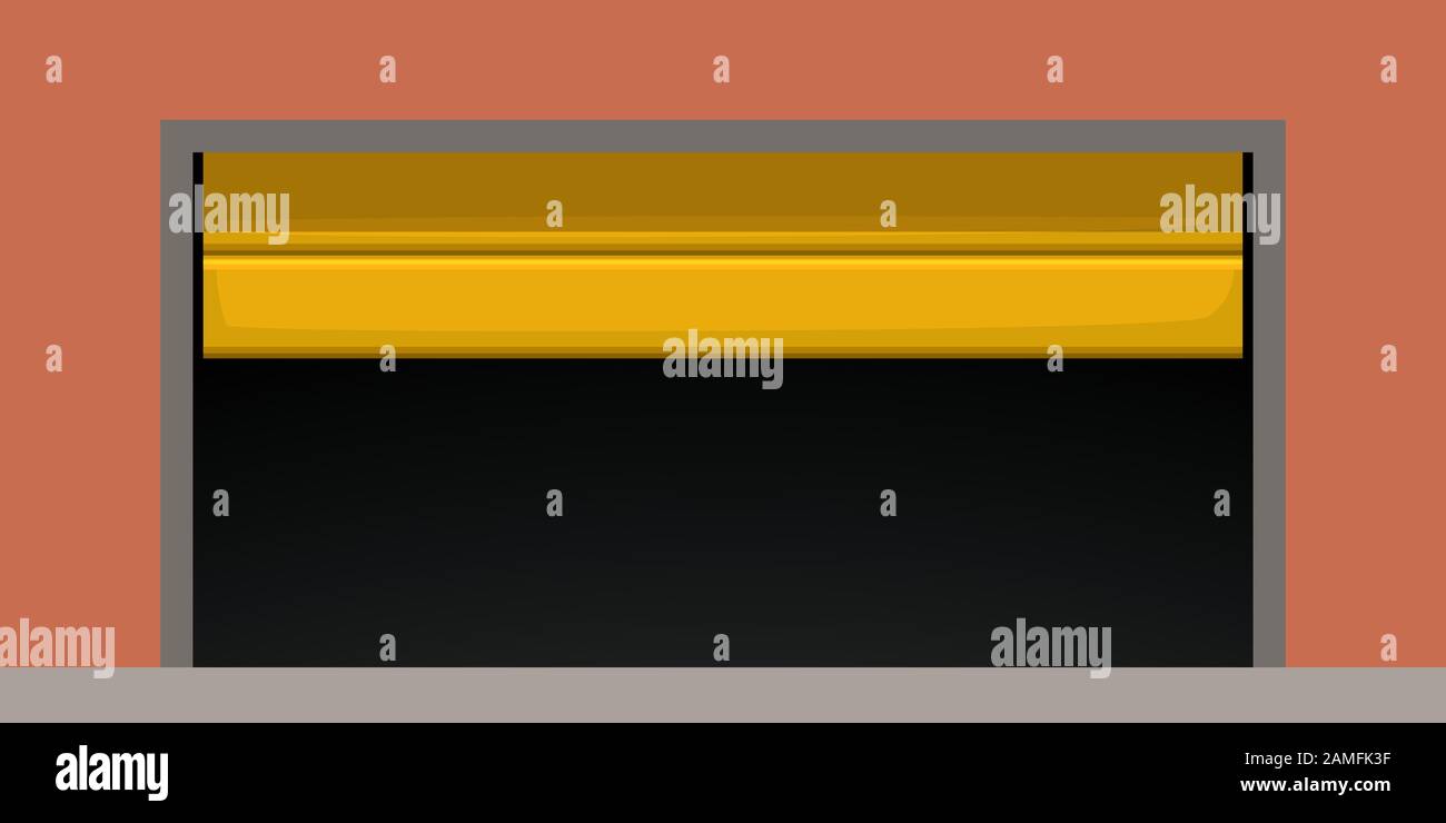 modern yellow garage door on red Stock Vector