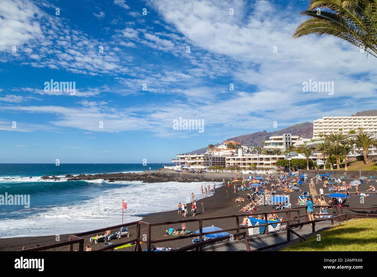 Playa da la Arena beach, Puerto de Santiago, Tenerife, Canary Islands, Spain Stock Photo