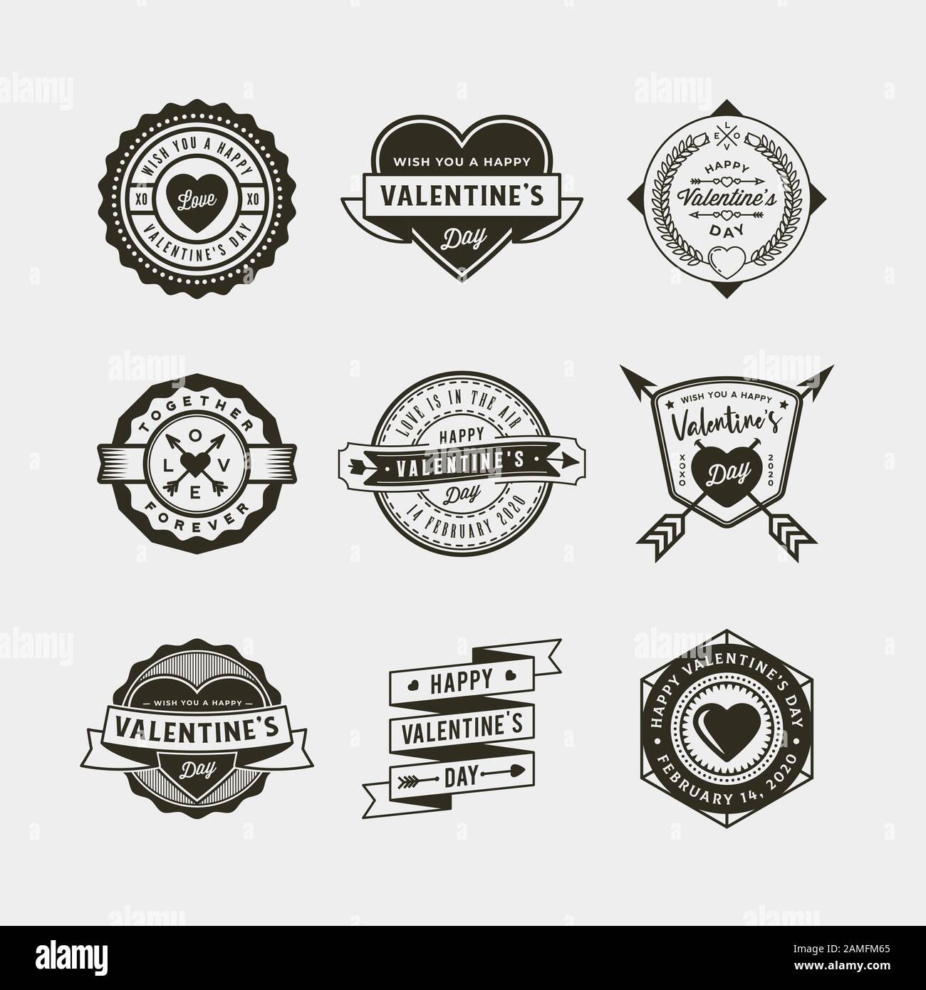 Free Vector  Vintage valentine's stickers